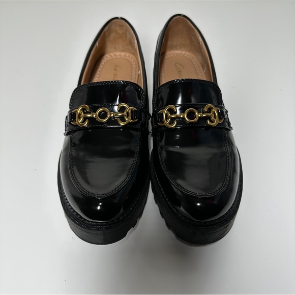 Sam Edelman Women's Deana Black Patent Leather Lug Sole Loafers Size 8 - Picture 2 of 10